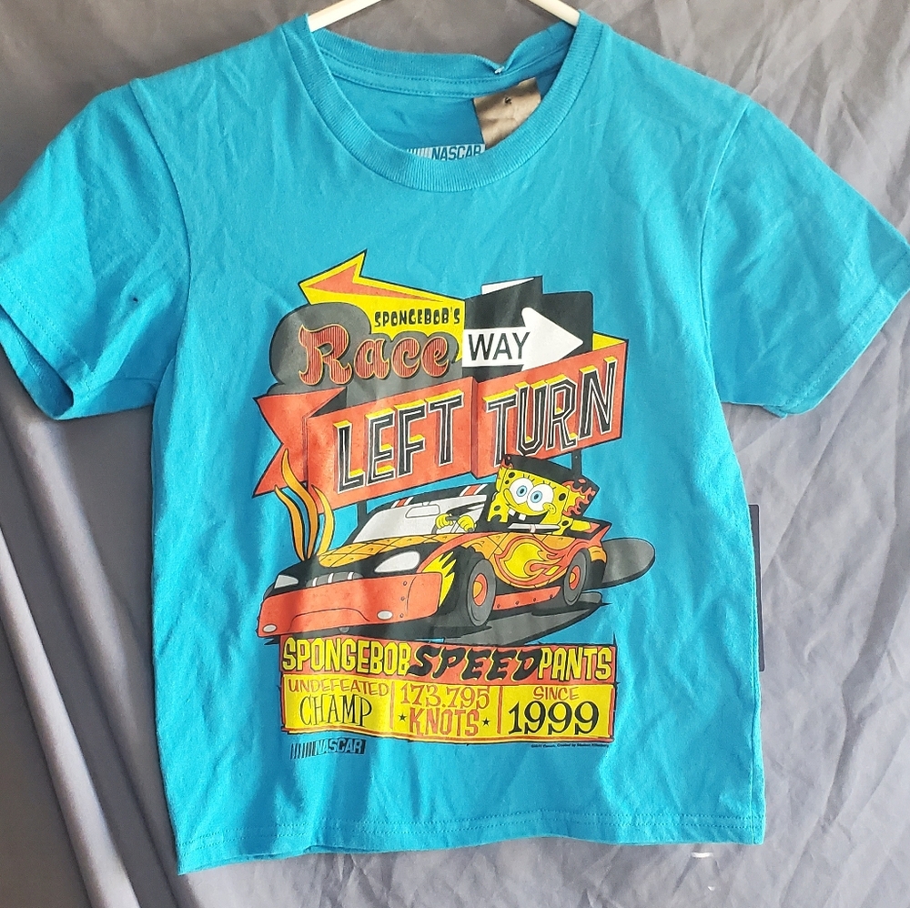 Nascar Fanatics SpongeBob Collab Youth XS Graphic T-Shirt, 100% Cotton, 2016